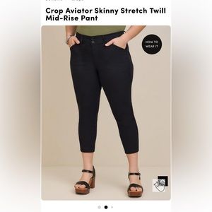 Torrid Size 12 Black Skinny Aviator Stretch Twill Mid-Rise Pants